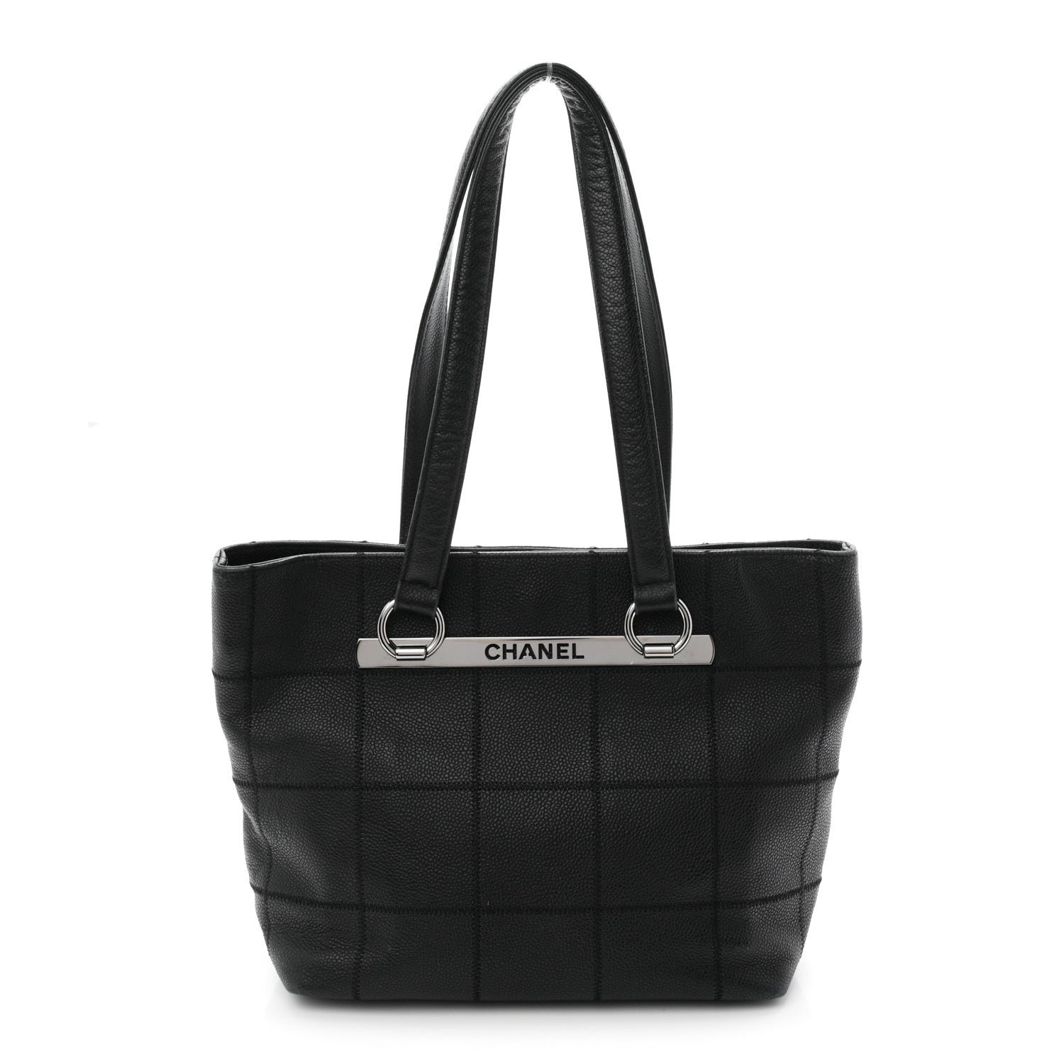 Chanel Caviar Square Stitched Tote Black
