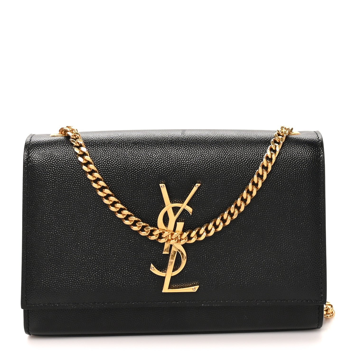 Saint Laurent Grain De Poudre Small Classic Monogram Kate Satchel Black