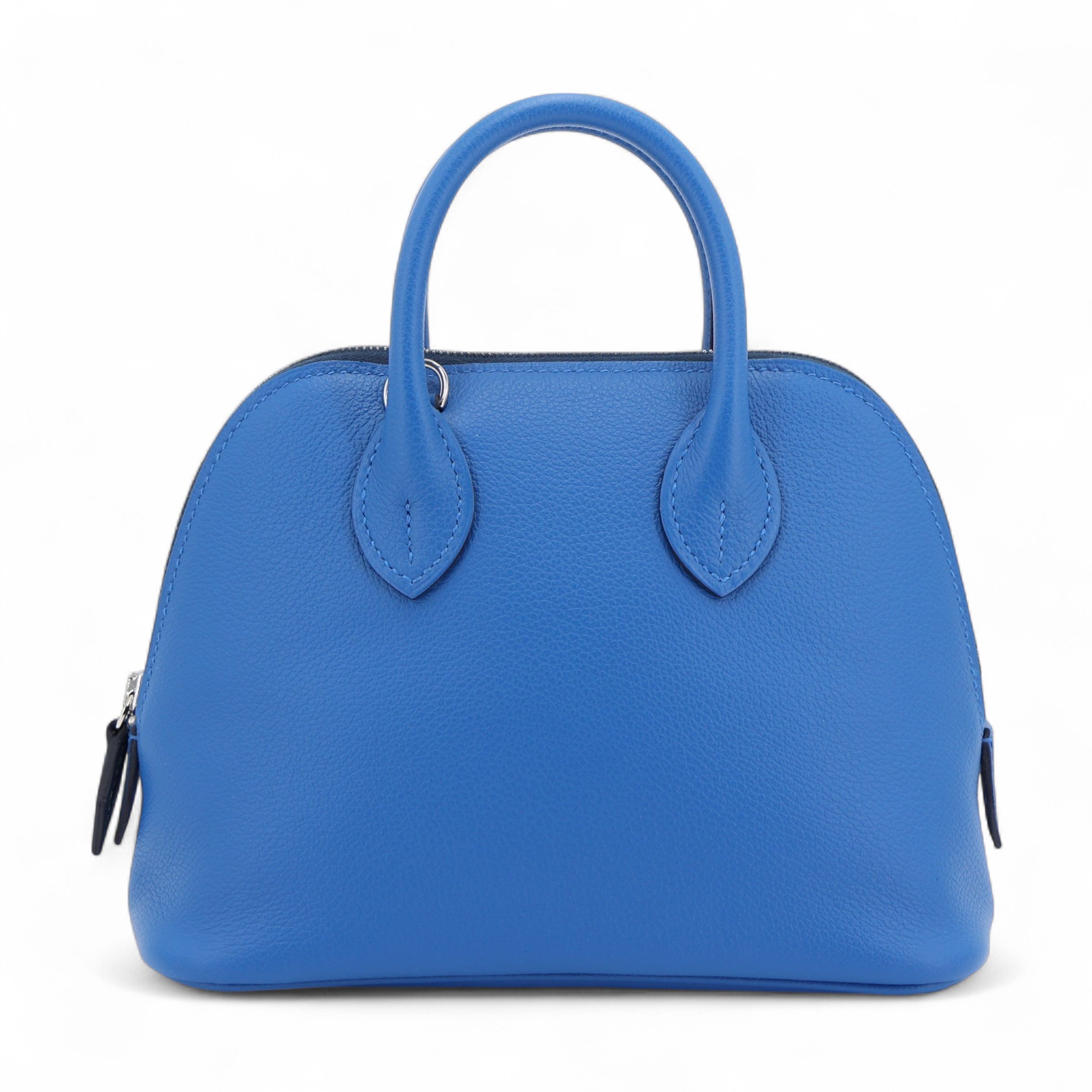 Unused ( Rank NS ) HERMÈS Mini Bolide 1923 Bleu Zellige (I7) Bleu de Prusse (7P) Evercolor Palladium hardware B (2023)