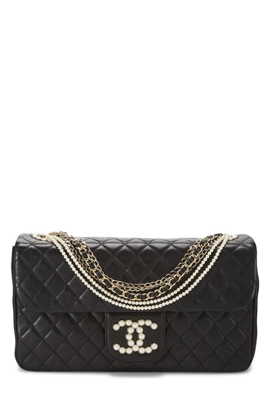 Black Quilted Lambskin Westminster Pearl Flap Medium