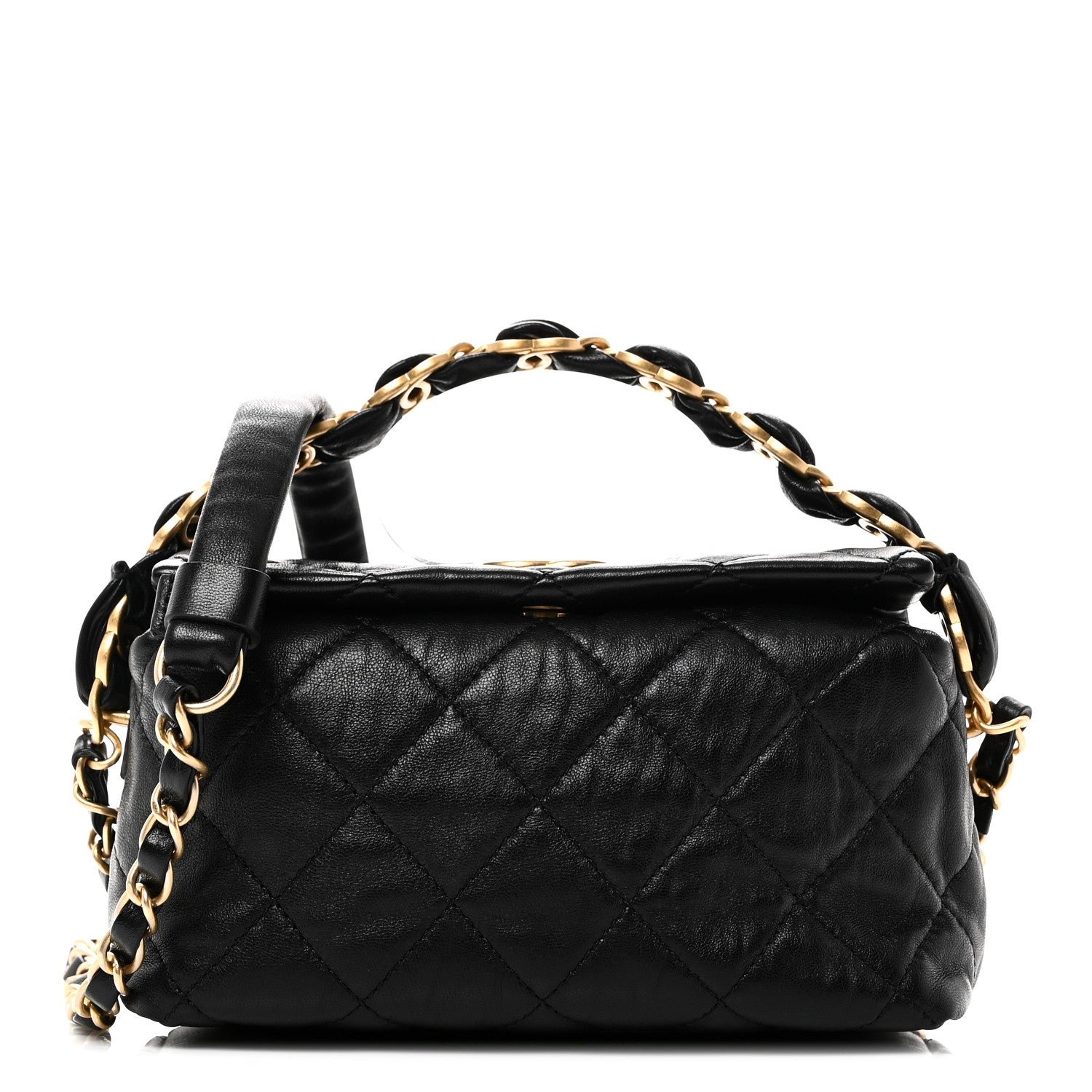Chanel Crumpled Lambskin Quilted Small CC Links Shoulder Bag Black