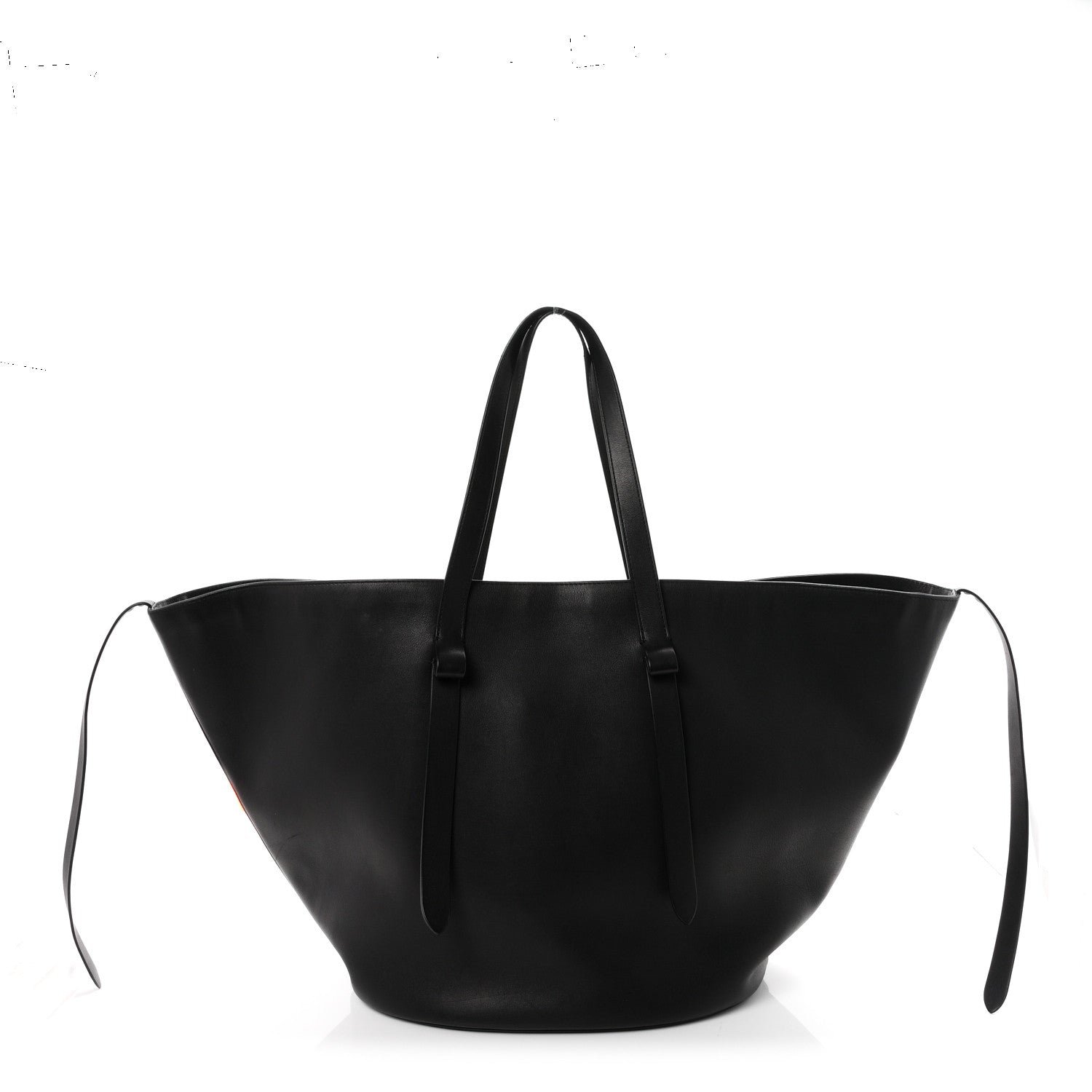 The Row Saddle Calfskin EW Jasper Tote  Black