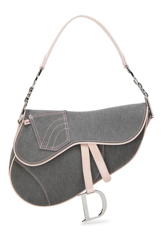Grey Denim Saddle Bag