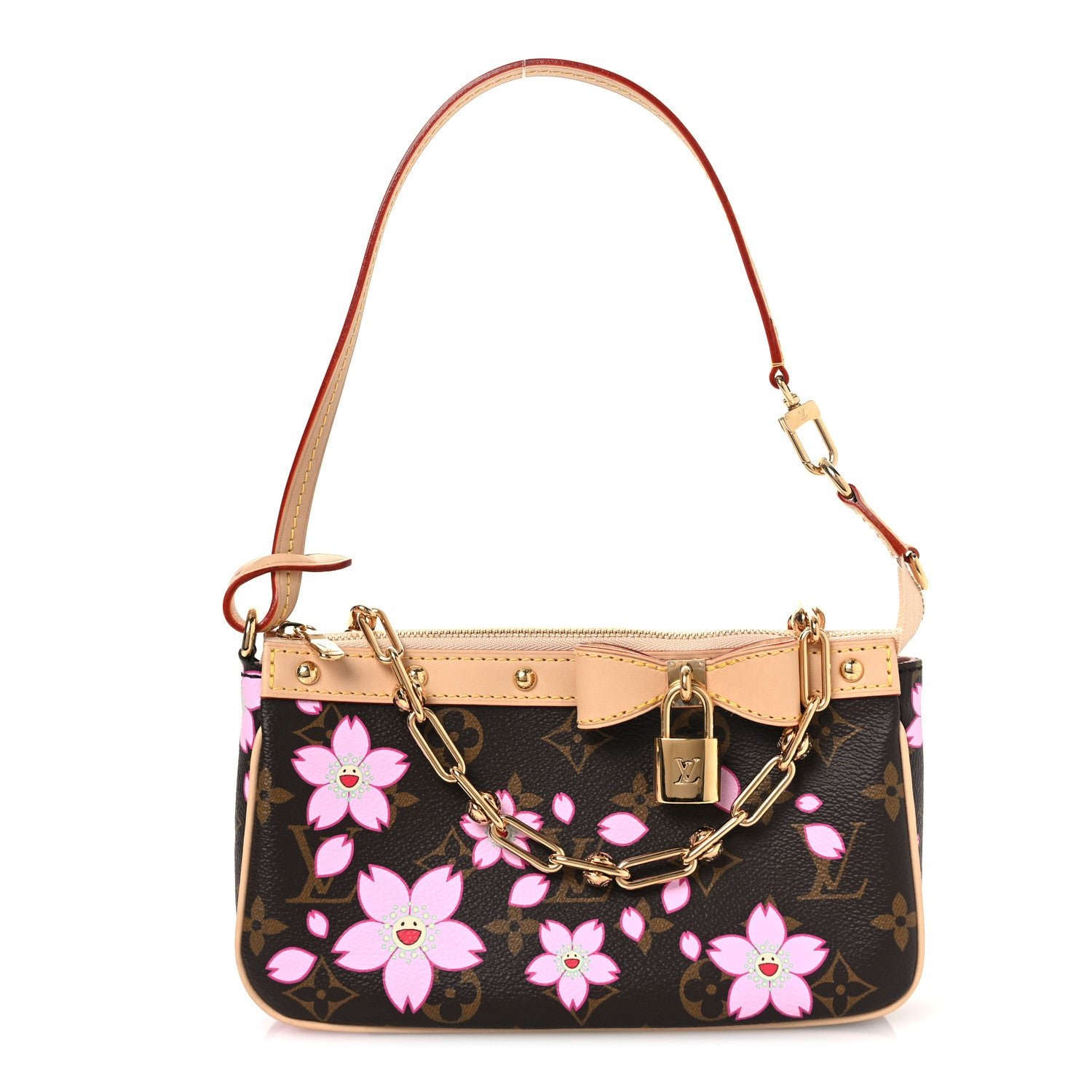 Louis Vuitton LV X TM Monogram Cherry Blossom Pochette Accessories Sakura Brown