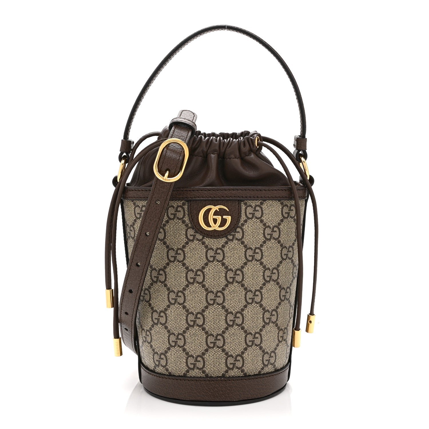 Gucci GG Supreme Monogram Ophidia Mini Bucket Bag Beige Ebony