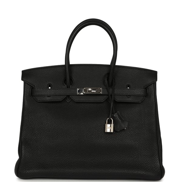 Vintage Hermes Birkin 35 Black Togo Palladium Hardware
