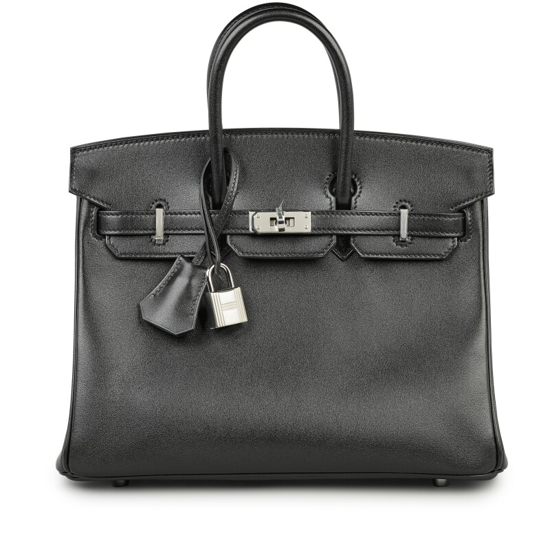 Hermes Black Tadelakt Birkin 25 Palladium Hardware, 2020