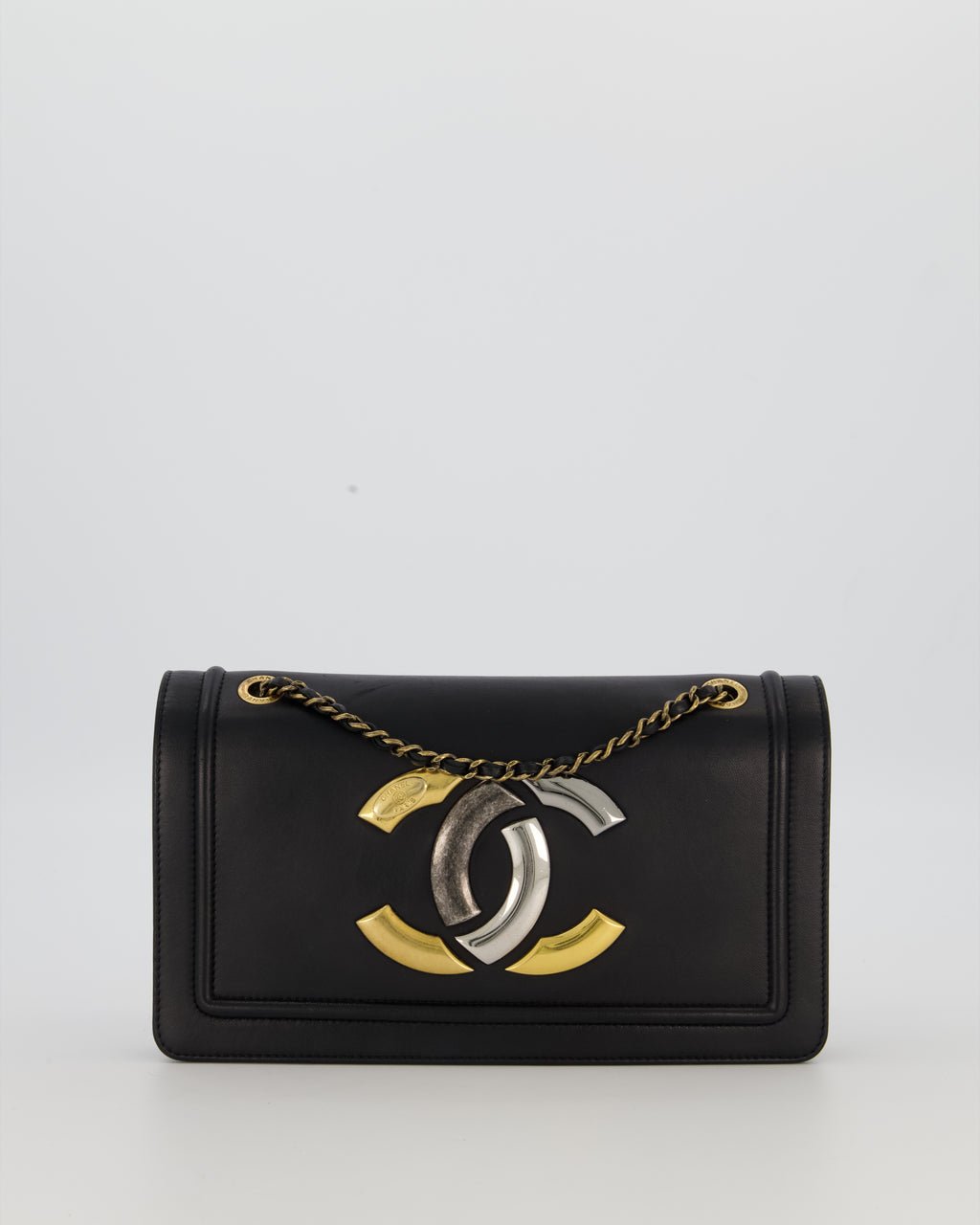 Chanel Black CC Antico Flap Bag In Lambskin With Mixed Hardware