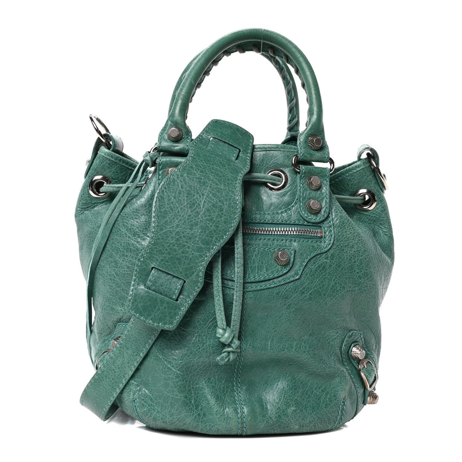 Balenciaga Agneau Giant 12 Silver Hardware Mini Pompon Sauge