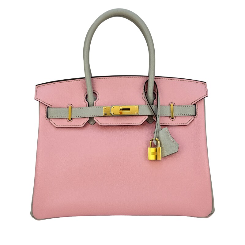 Hermes Rose Sakura and Gris Perle Chèvre Mysore HSS Birkin 30 Gold Hardware, 2016