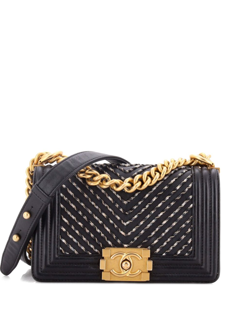 By The Sea Boy Flap Bag Chevron Embroidered Calfskin Small shoulder bag
