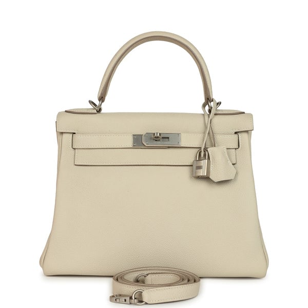 Hermes Pre-owned Hermes Special Order (HSS) Kelly Retourne 28 Beton Verso Togo Brushed Palladium Hardware