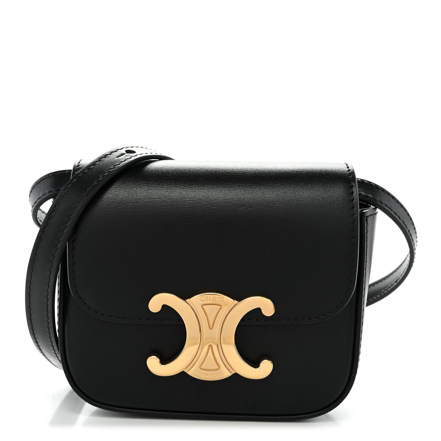 Celine Shiny Calfskin Mini Triomphe Black