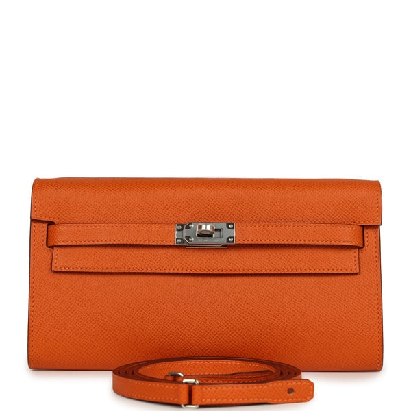 Hermes Hermes Kelly Wallet To Go Orange Epsom Palladium Hardware