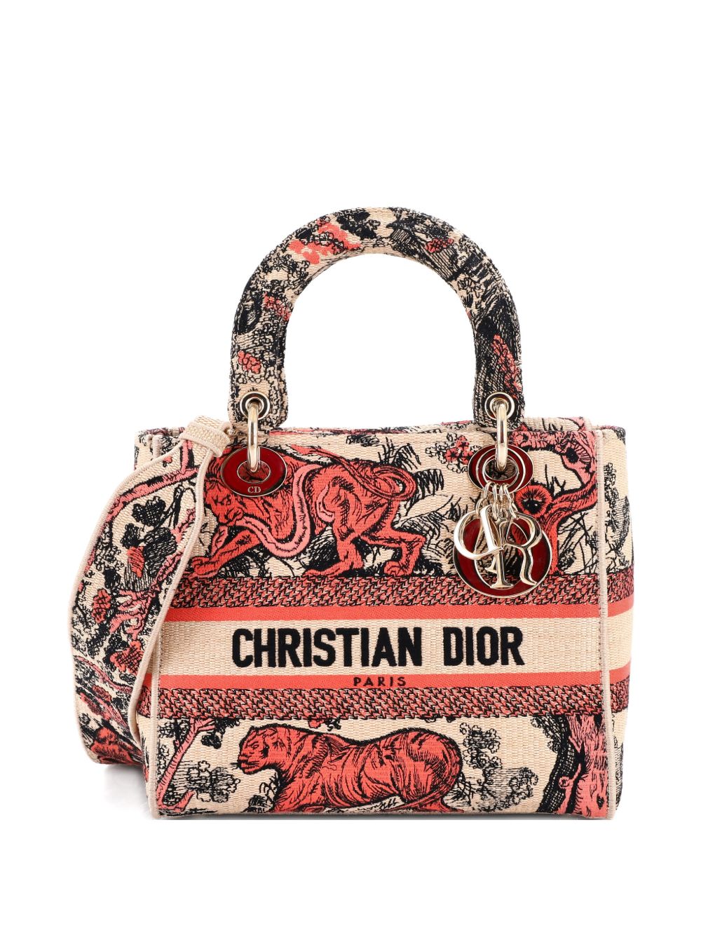 Lady D-Lite Bag Embroidered Raffia Medium satchel