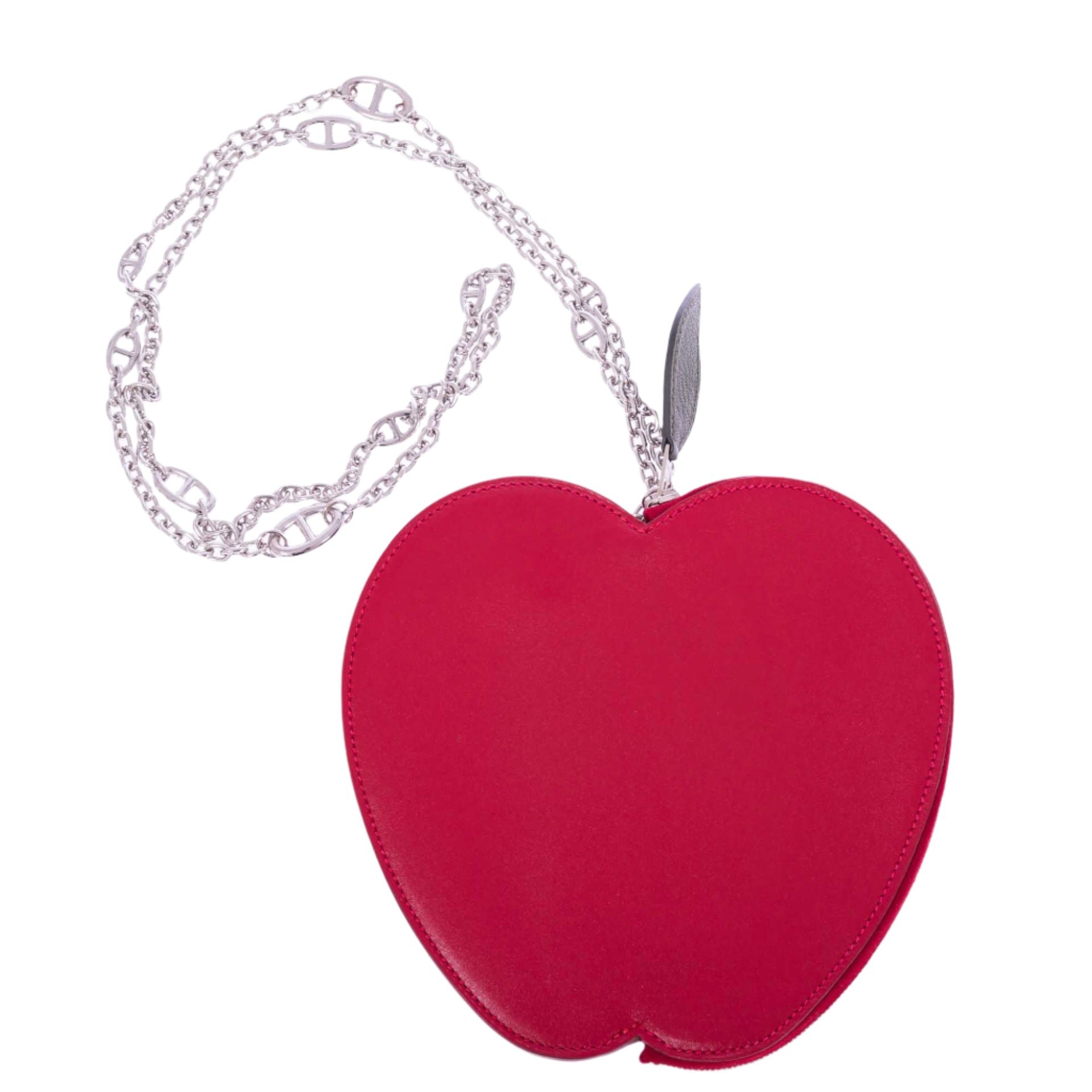 Hermes Hermès Hermail Rouge Vif Tadelakt Tutti-Frutti Pomme Clutch Apple