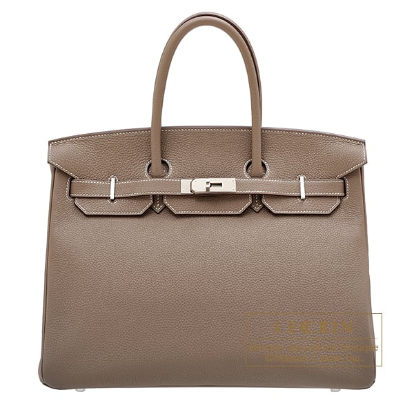Hermes Birkin bag 35 Etoupe grey Togo leather Silver hardware