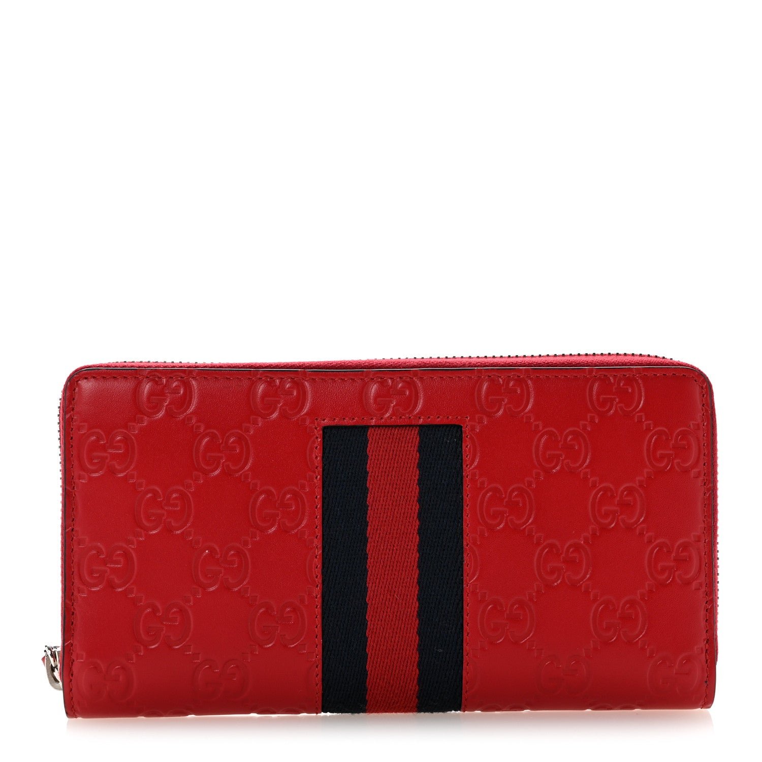 Gucci Guccissima Web Zip Around Wallet Red