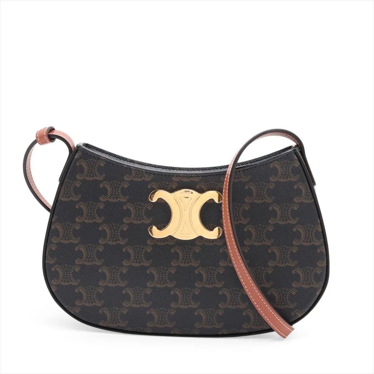 Celine Triomphe Medium Tilly Bag PVC & leather Shoulder bag Brown