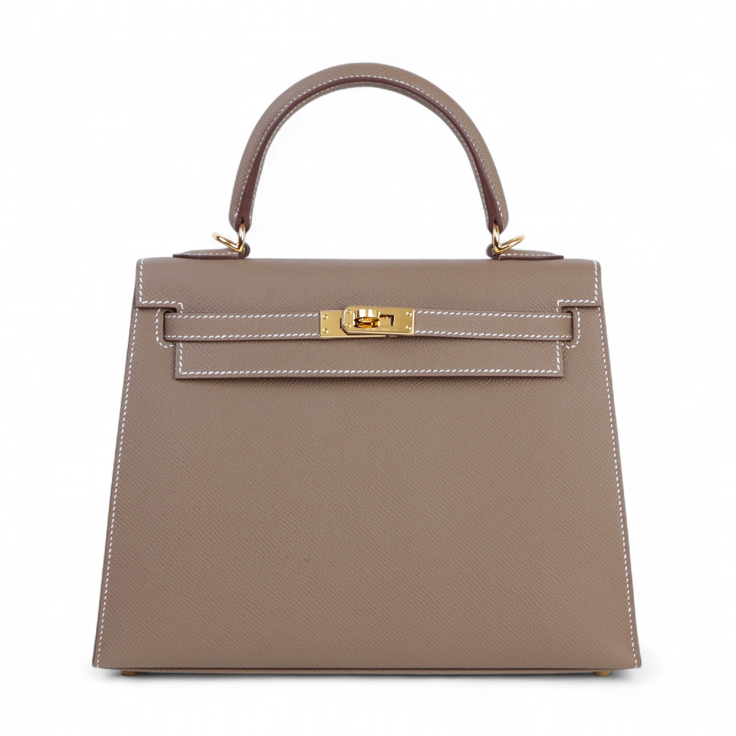 Hermes Excellent ( Rank SA ) HERMÈS Kelly 25 Sellier Etoupe (18) Epsom Gold hardware W (2024)