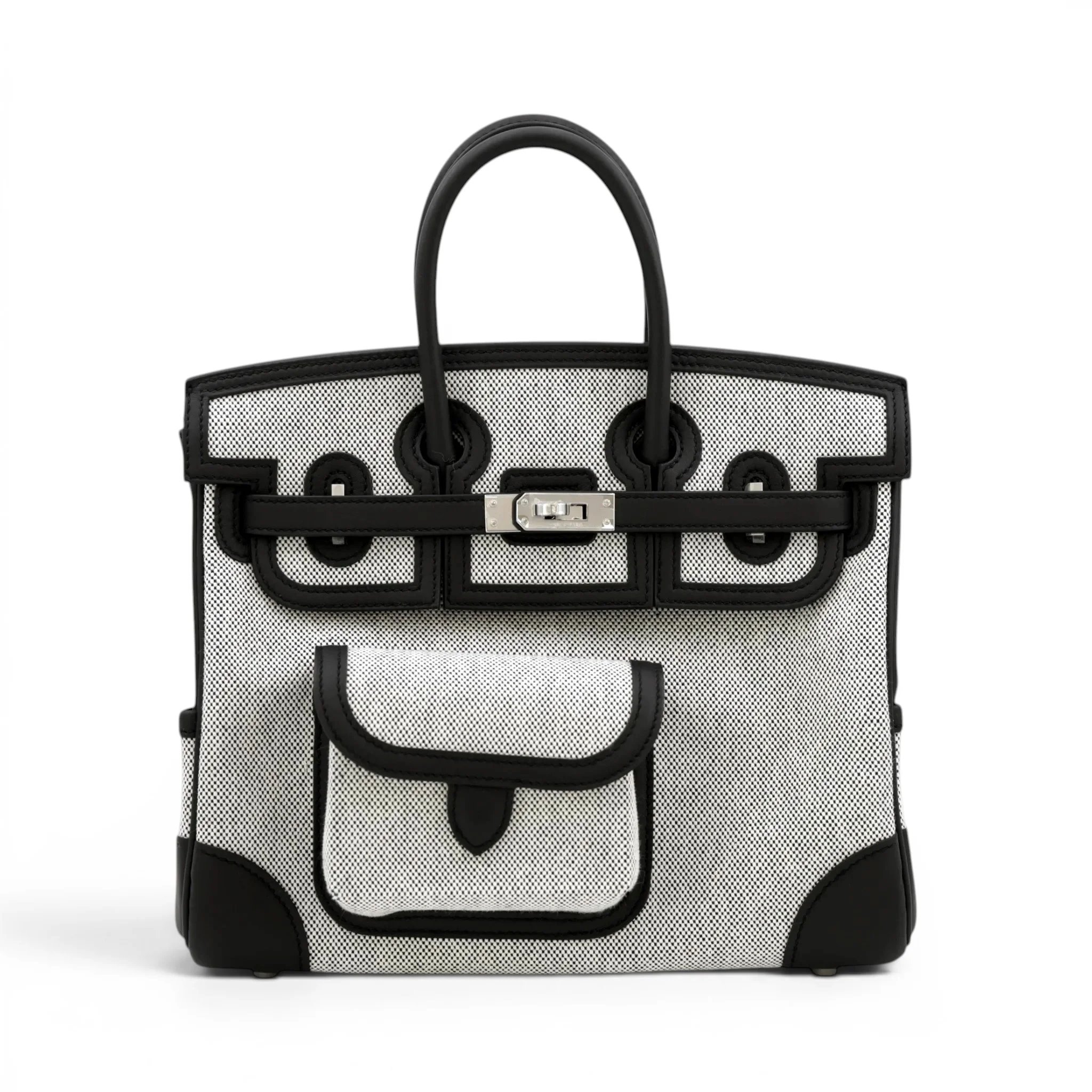 Brand New ( Rank N ) HERMÈS Limited Edition Birkin Cargo 25 Noir (89) Swift Toile H canvas Palladium hardware K (2025)