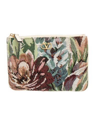 Valentino Jacquard VLogo Floral Zip Pouch Small