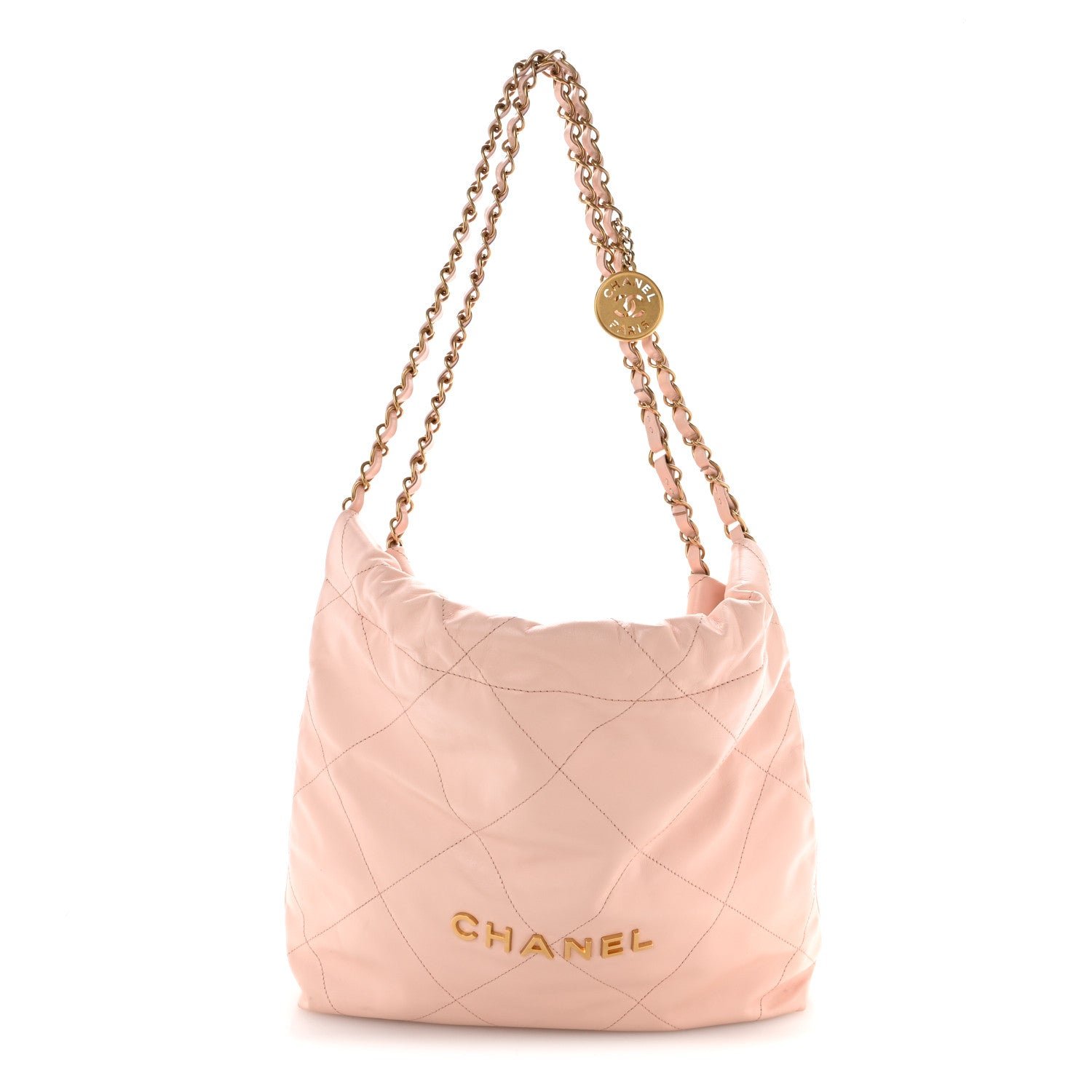 Chanel Shiny Calfskin Quilted Small Chanel 22 Light Pink