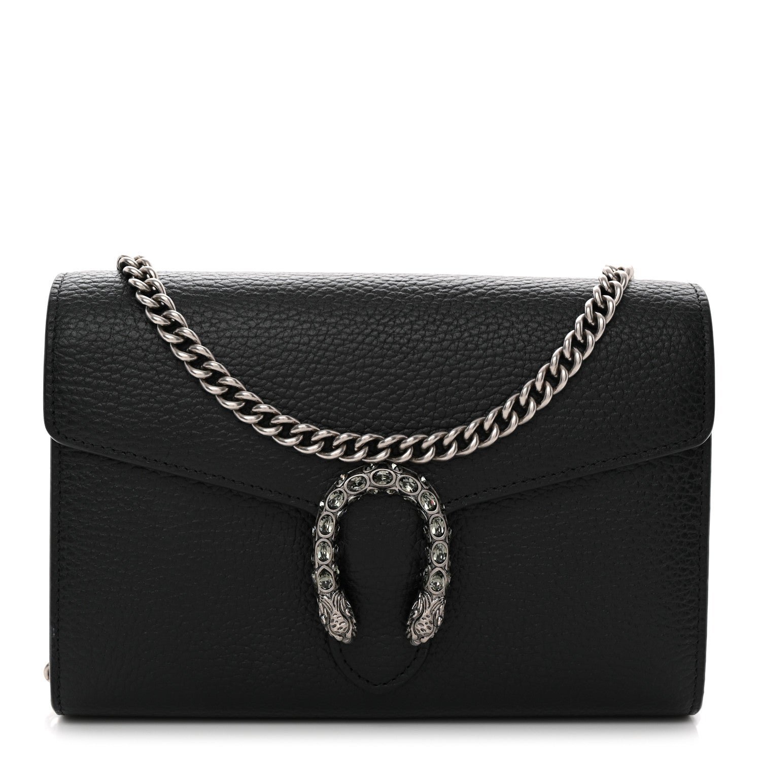 Gucci Calfskin Mini Dionysus Chain Wallet Black