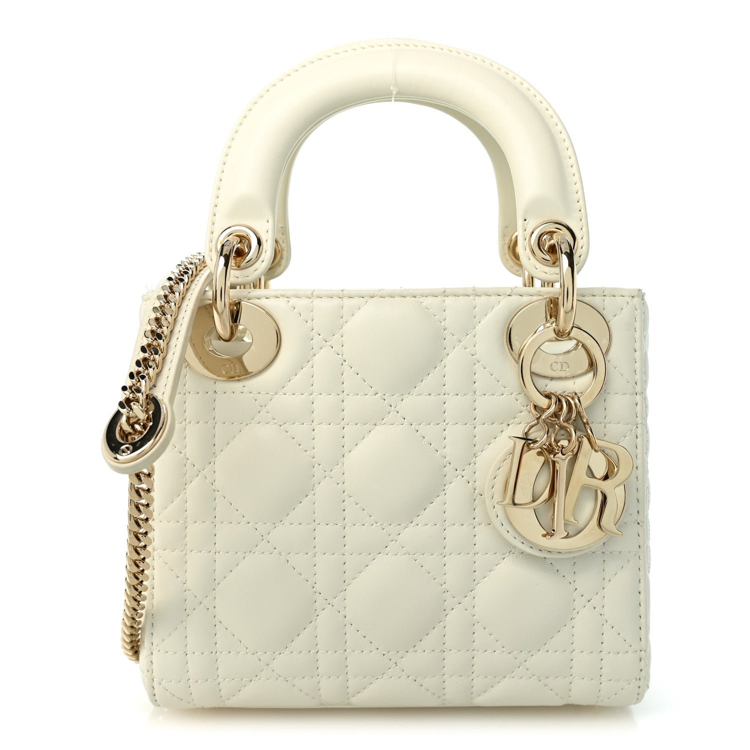Christian Dior Lambskin Cannage Mini Lady Dior White