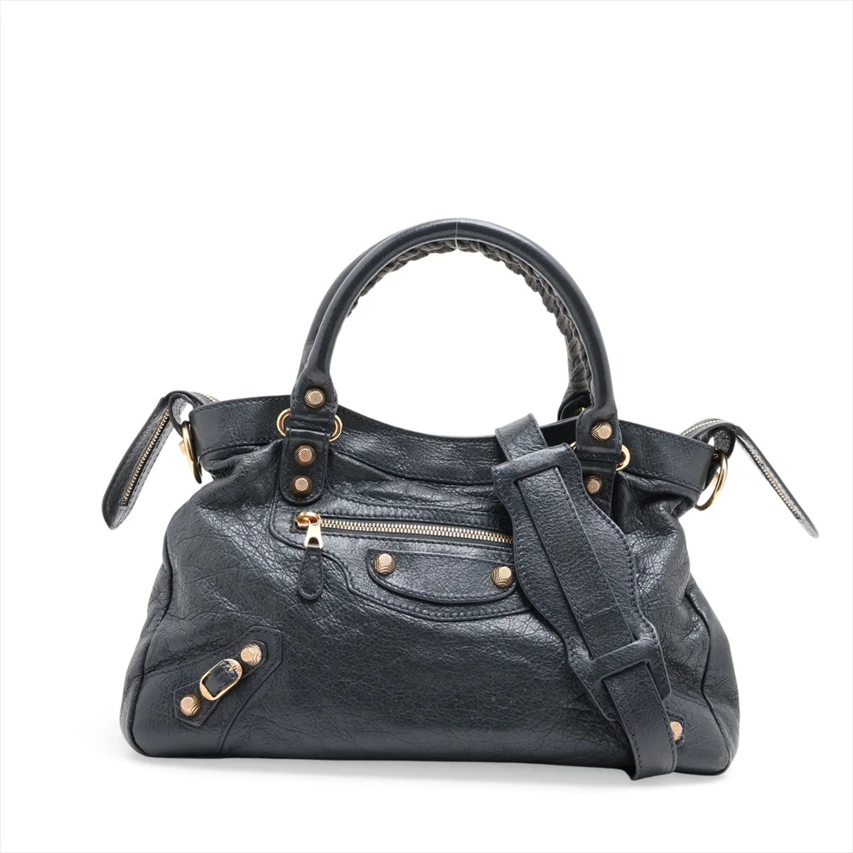 Balenciaga Giant Town 285434 Leather 2 Way Handbag Gray