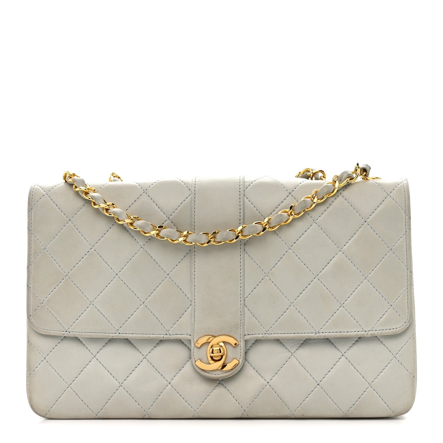 Chanel Lambskin Quilted Small Single Flap Light Blue