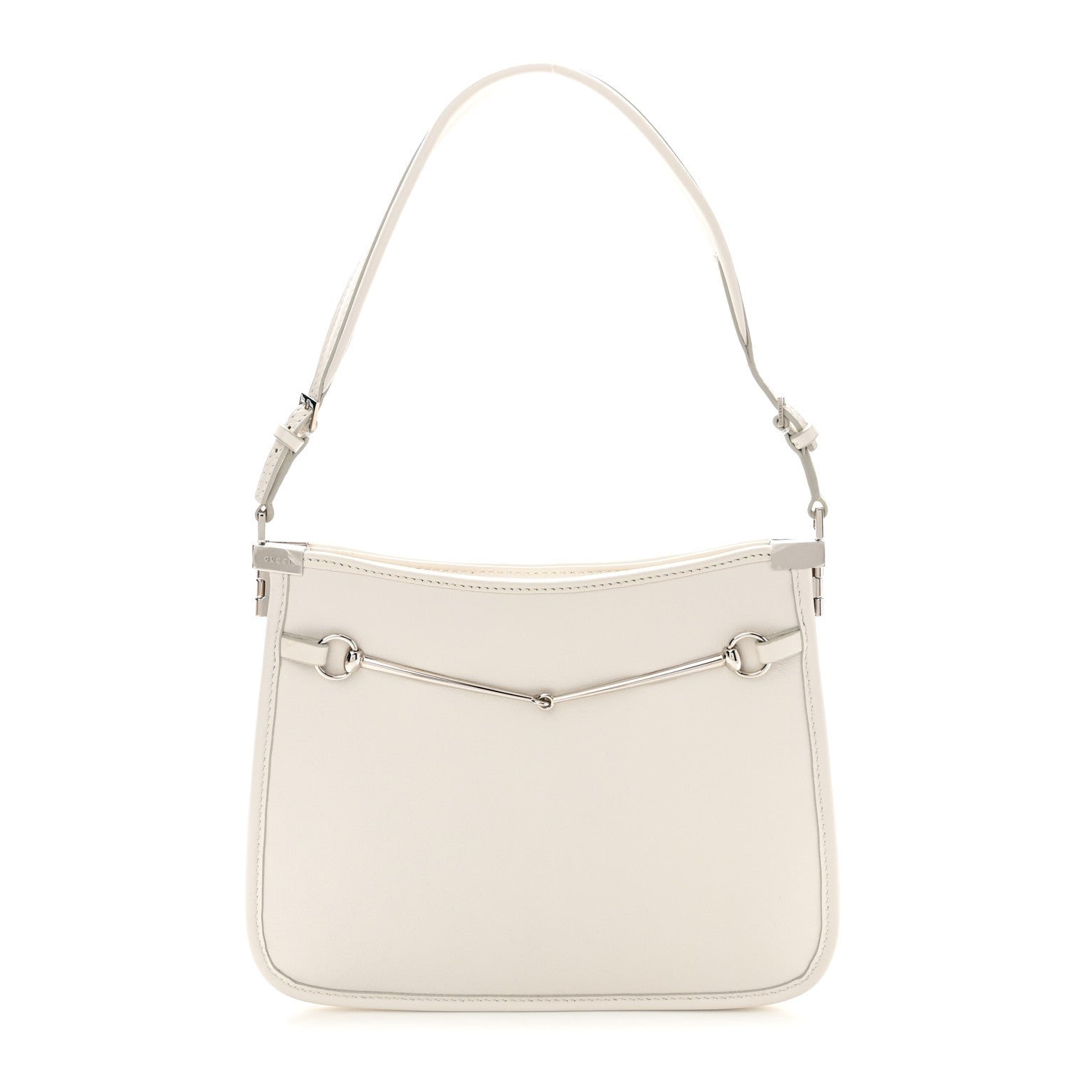 Gucci Calfskin Horsebit Slim Shoulder Bag White