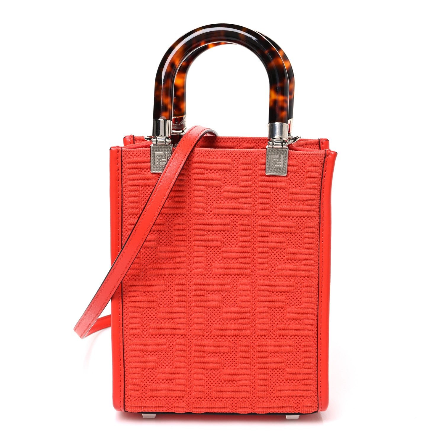 Fendi Technical Fabric Vitello Ceylon Plexiglass FF Mini Fendi Sunshine Shopper Tote Tulipano