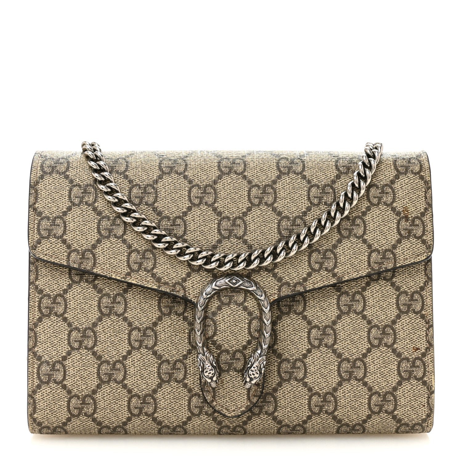 Gucci GG Supreme Monogram Mini Dionysus Chain Wallet Beige Vulcanic Red