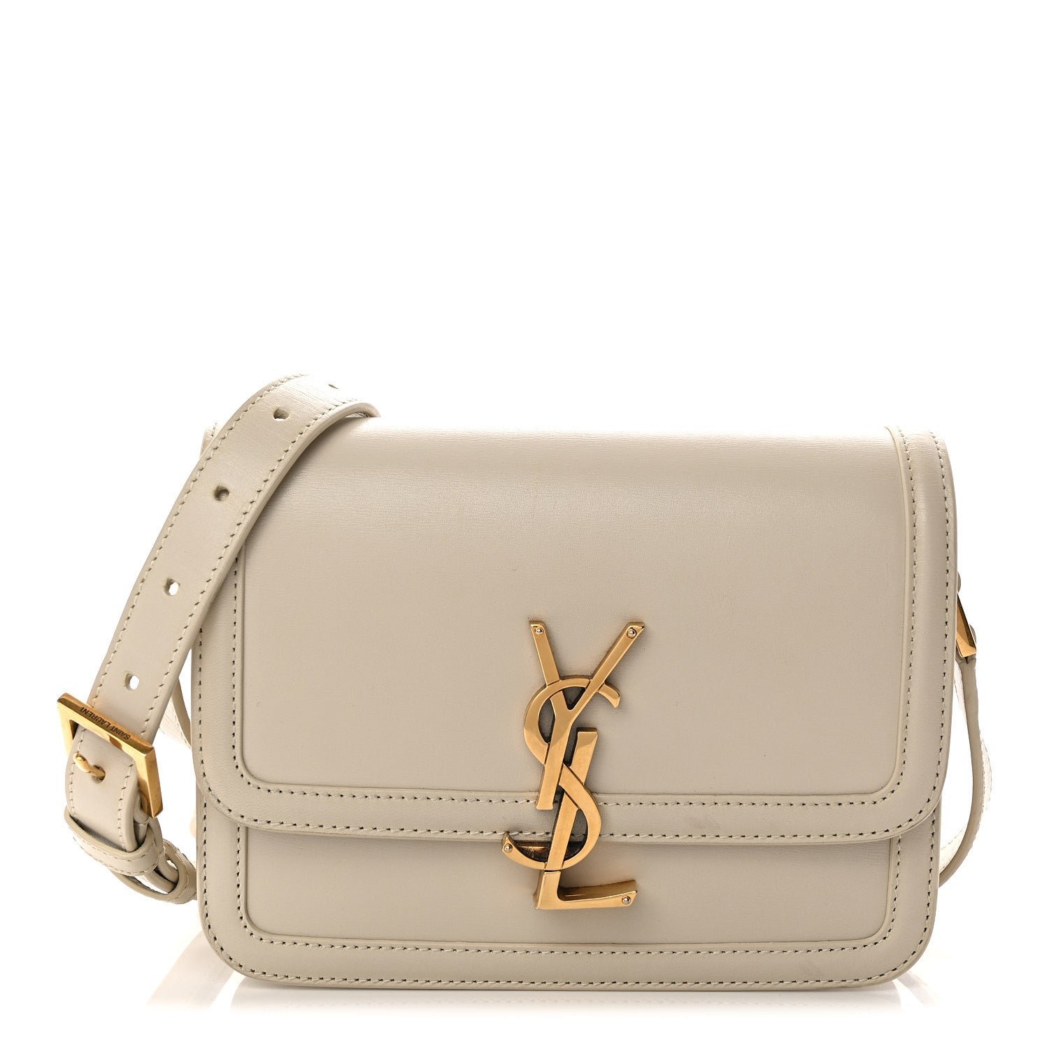 Saint Laurent Smooth Calfskin Small Solferino Satchel Ivory