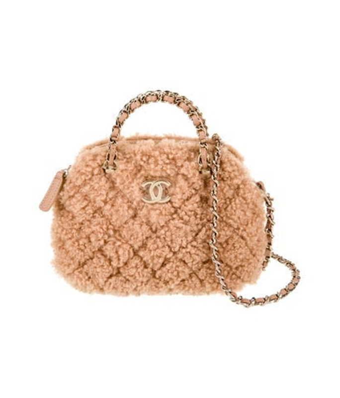 Chanel Shearling Shiny Coco Clutch W Chain