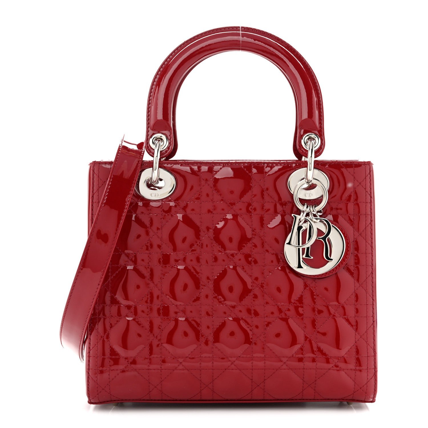 Christian Dior Patent Cannage Medium Lady Dior Red