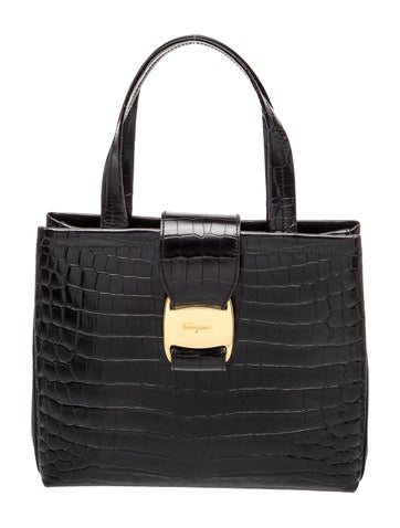 Embossed Leather Top Handle Bag