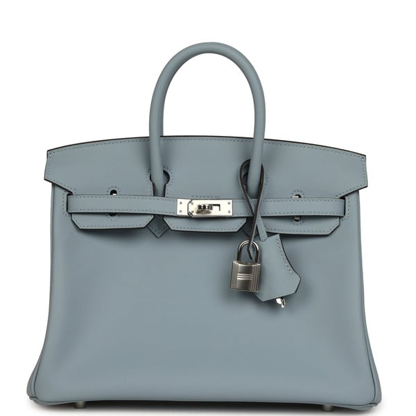 Hermes Birkin 25 Bleu Lin Swift Palladium Hardware