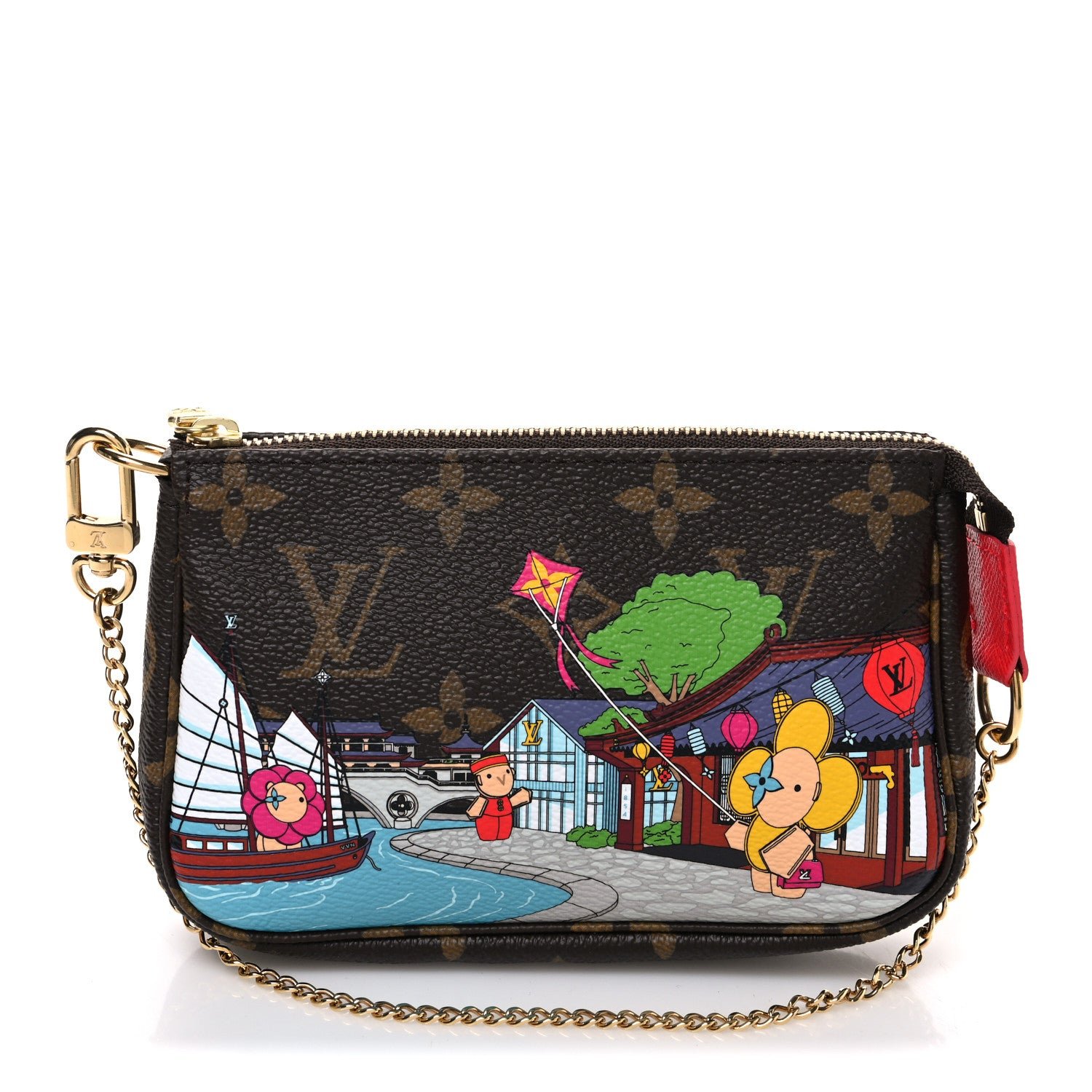 Louis Vuitton Monogram 2022 Christmas Animation Mini Pochette Accessories Red