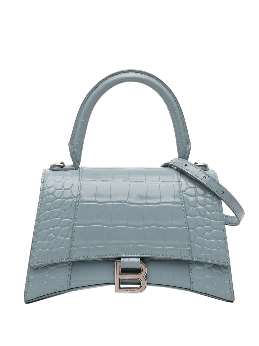 2022 Small Croc Embossed Hourglass Top Handle Bag satchel