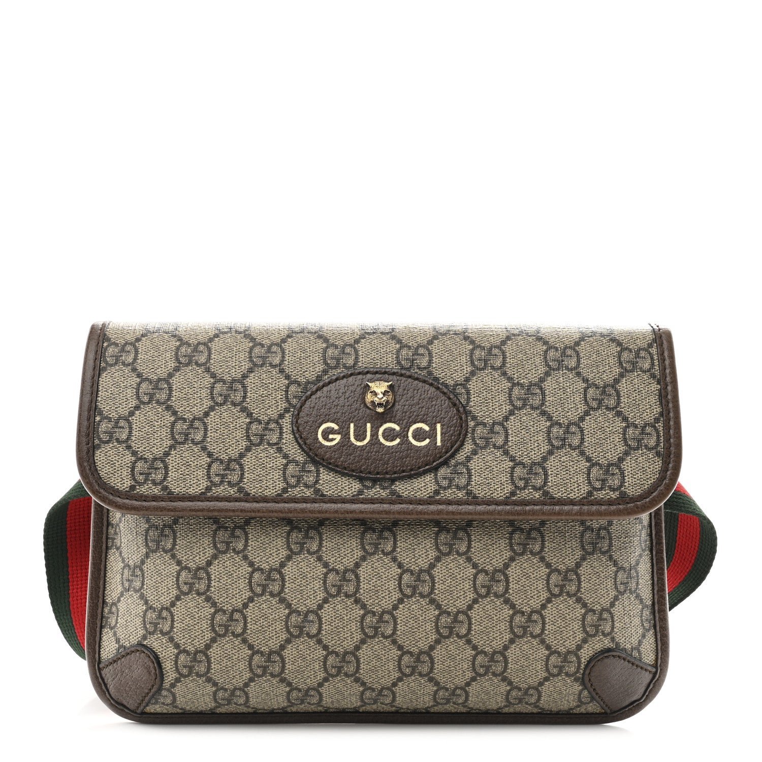 Gucci GG Supreme Monogram Neo Vintage Web Belt Bag Brown