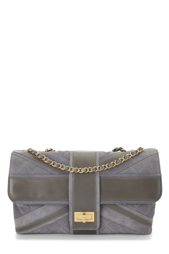Grey Suede Union Jack Reissue Flap Bag