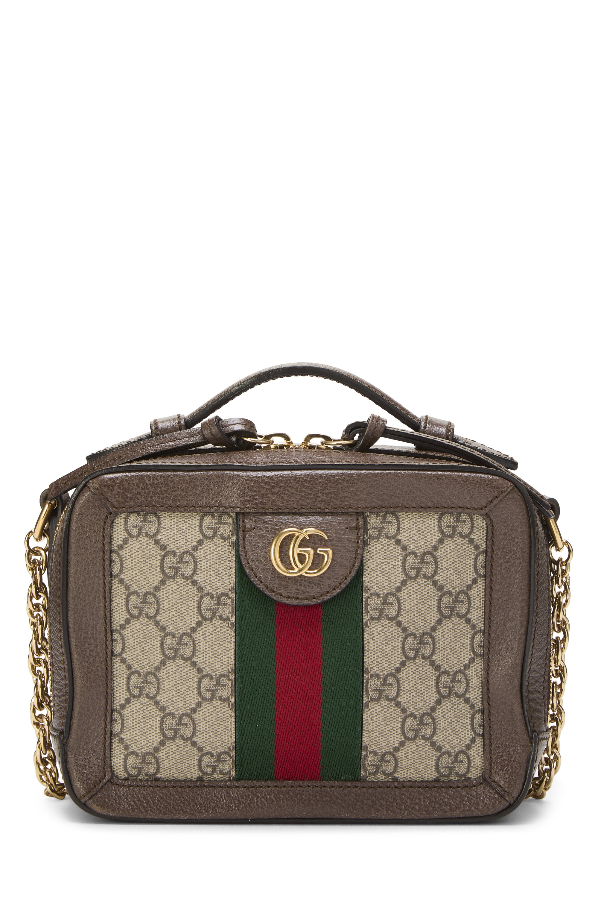 Brown GG Supreme Canvas Ophidia Top Handle Shoulder Bag Mini