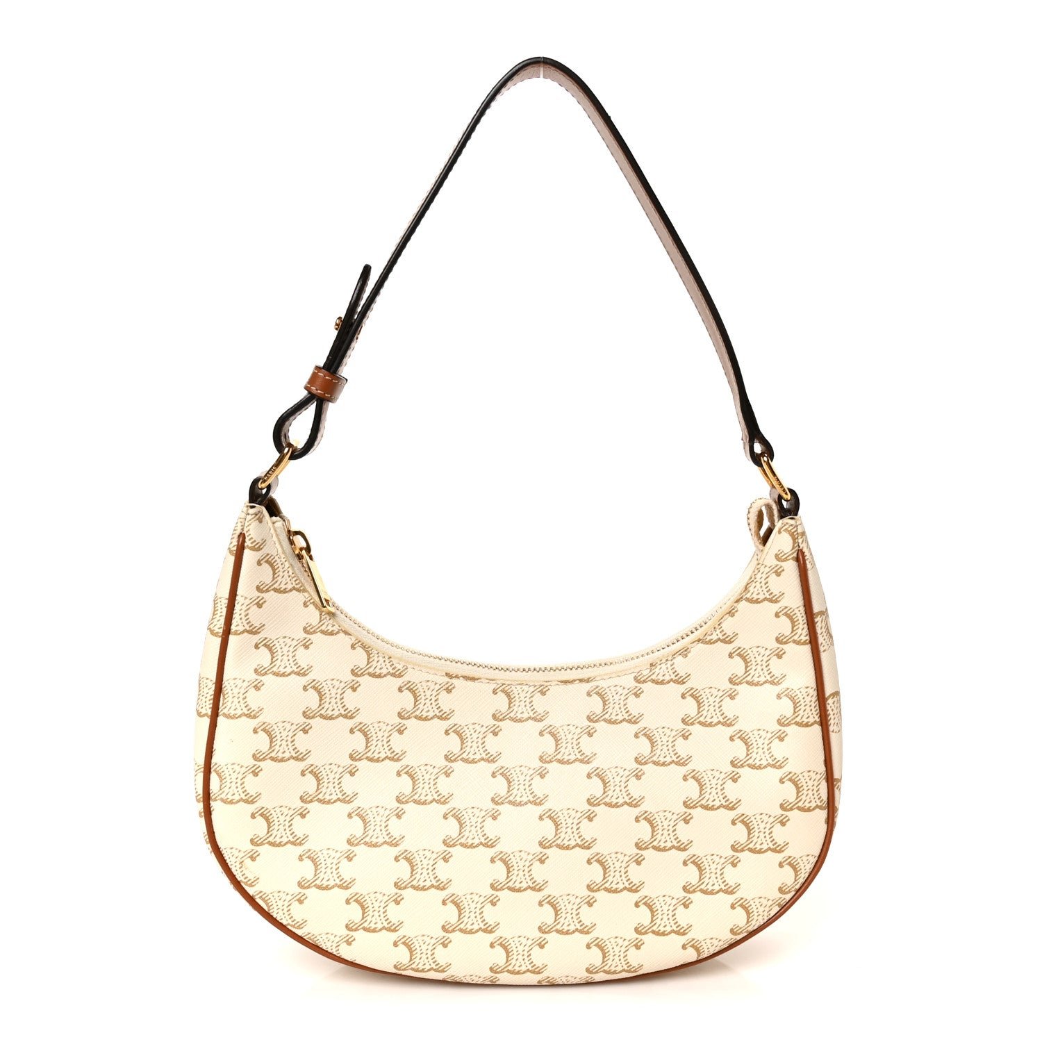 Celine Canvas Calfskin Ava Triomphe Shoulder Bag White