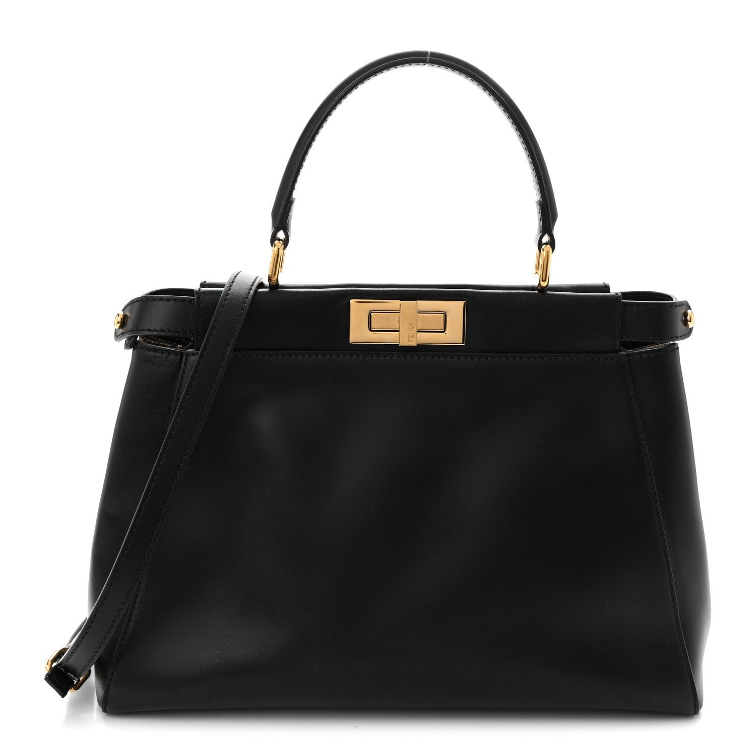 Fendi Vitello Morgan Fabric Jacquard Pequin Medium Peekaboo Iconic Satchel Black Tobacco