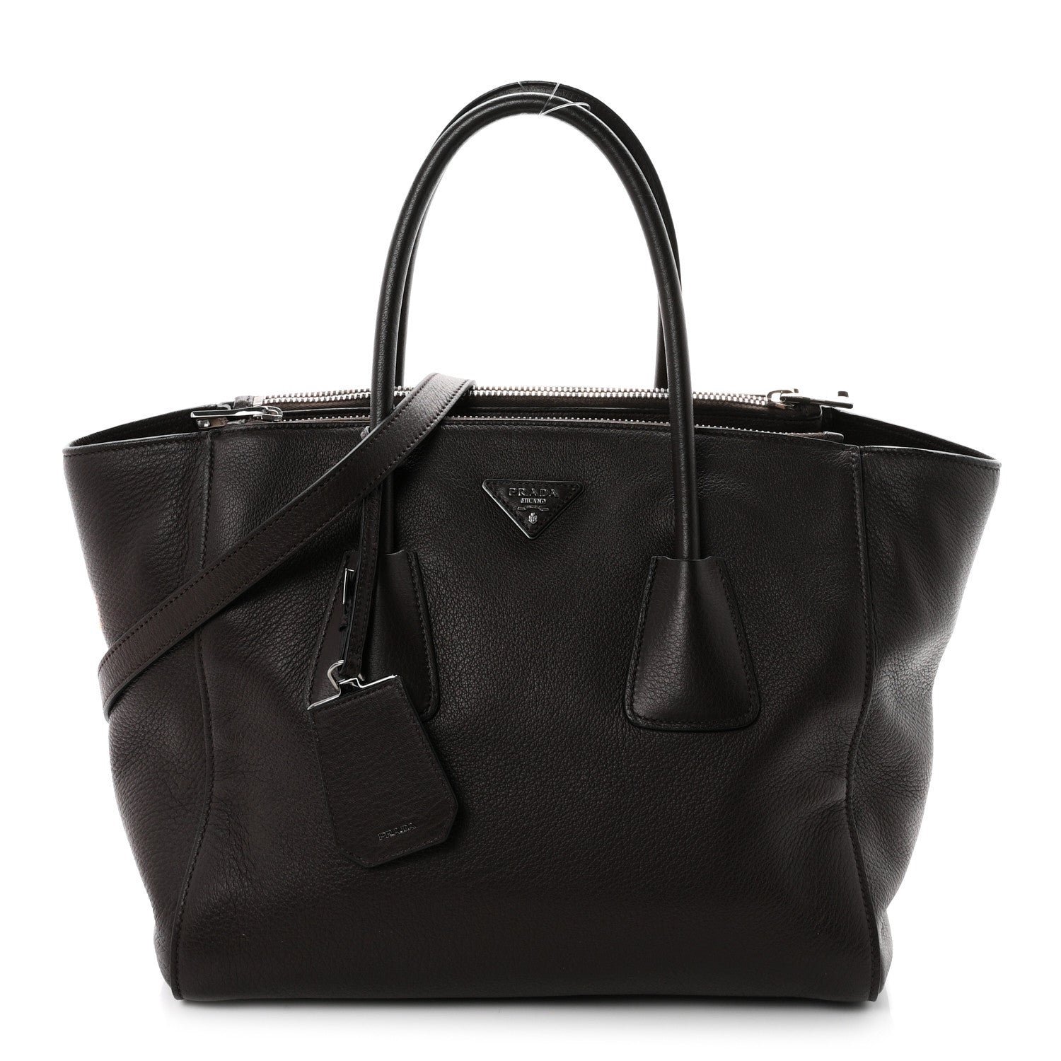 Prada Cervo Deerskin Twin Pocket Tote Caffe
