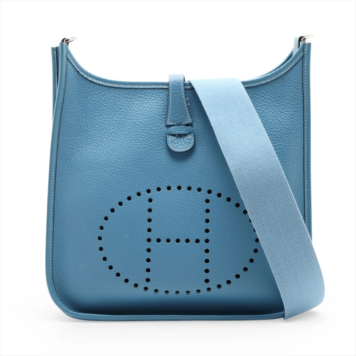 Hermès evelyn 1 29 PM Taurillon Clemence Blue Jean Silver Metal Fittings
