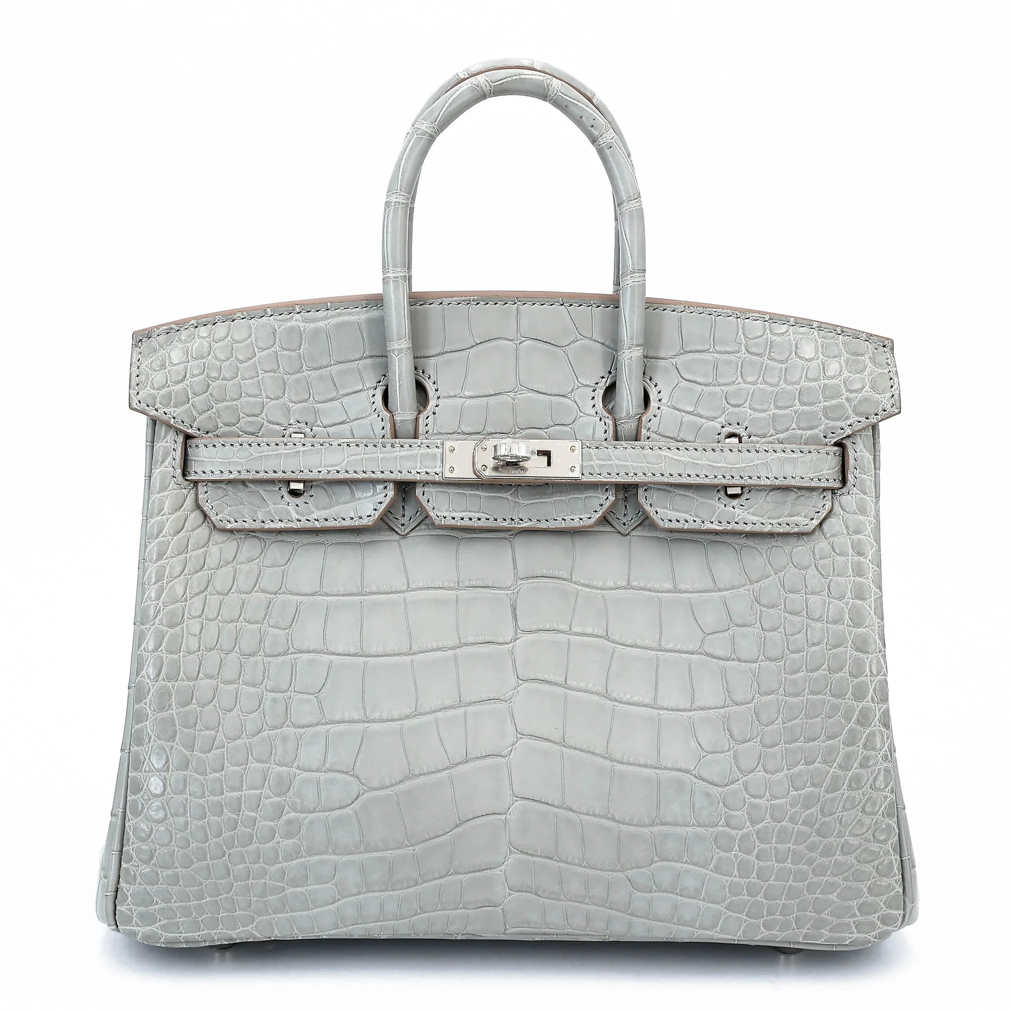 Unused ( Rank NS ) HERMÈS Birkin 25 Gris Perle (80) Matte Alligator Palladium hardware K (2025)