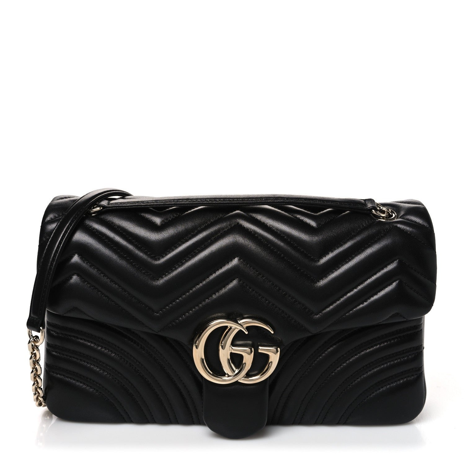 Gucci Lambskin Matelasse Large GG Marmont Shoulder Bag Black